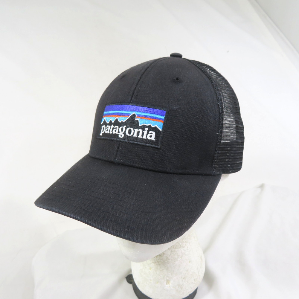 Patagonia Cap Hat Trucker Baseball Black Mesh Logo Front Adjustable Snapback